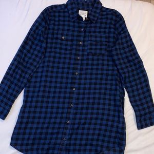 Navy blue plaid pattern dress